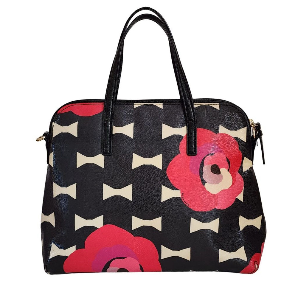 KATE SPADE Bloom‎ Drive Margot Satchel Black Pink Floral Bow Print - Picture 5 of 9